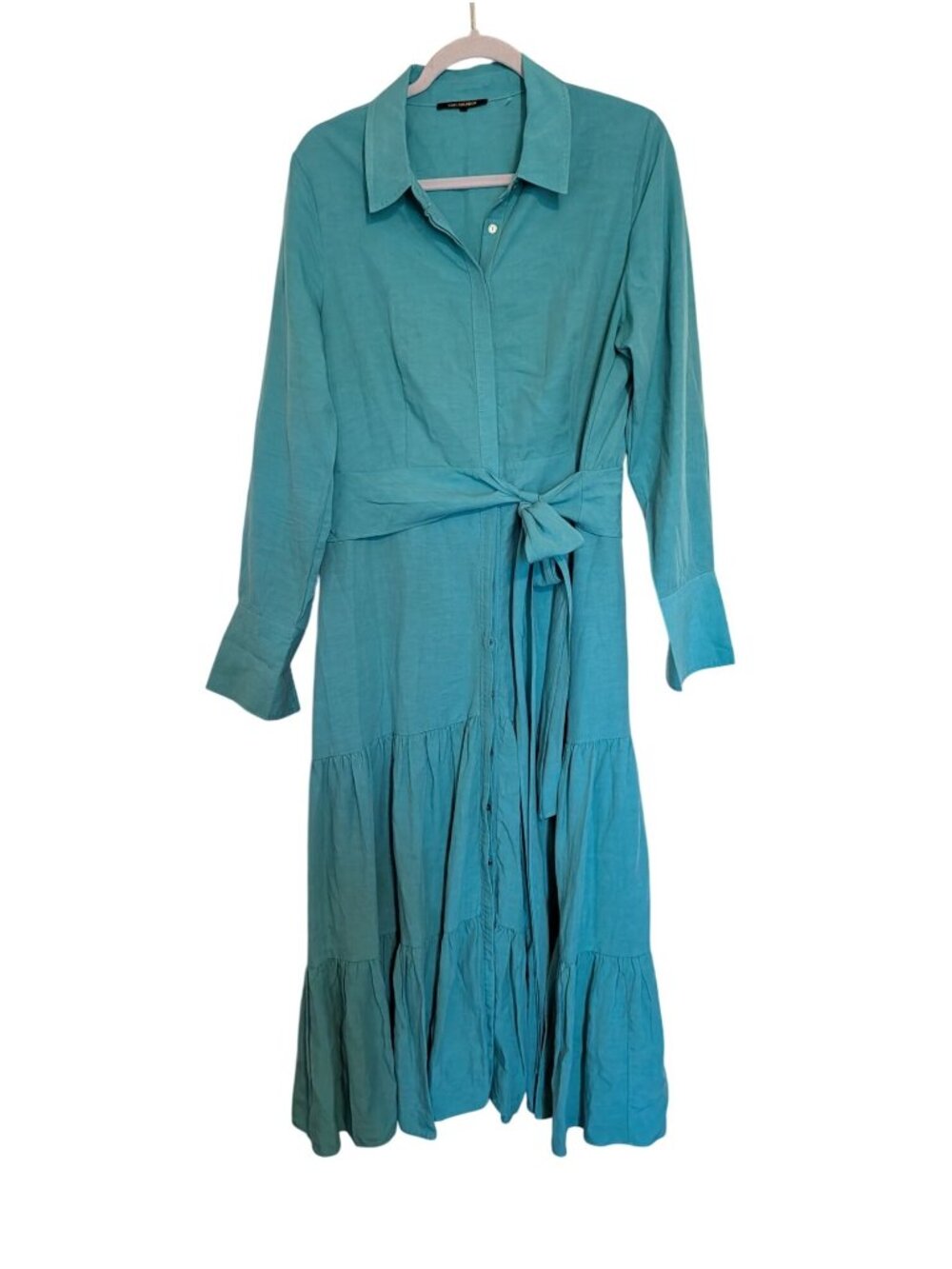 Kobi Halperin Womens Blue Linen Blend Long Sleeve Shirt Dress Size M - Picture 2 of 16